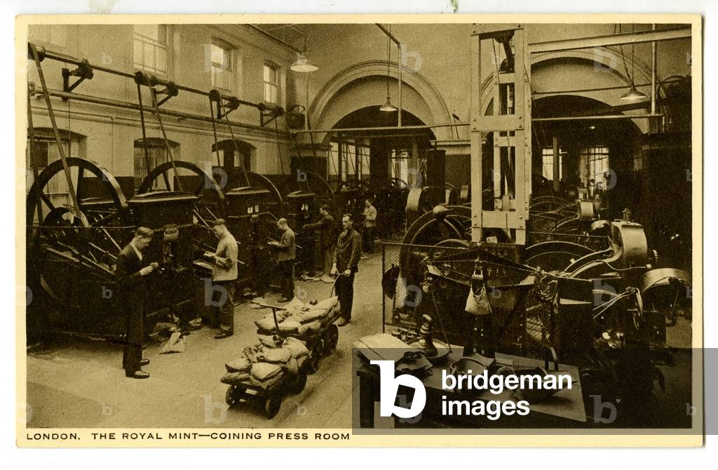 Coining Press Room, The Royal Mint, c.1900-20 (litho)