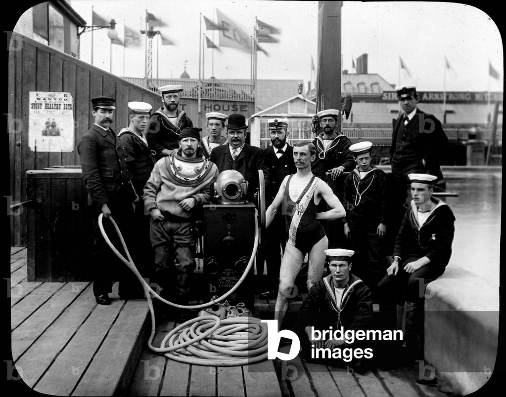 Scene from the Royal Naval Exhibition of 1891 (b/w photo)
