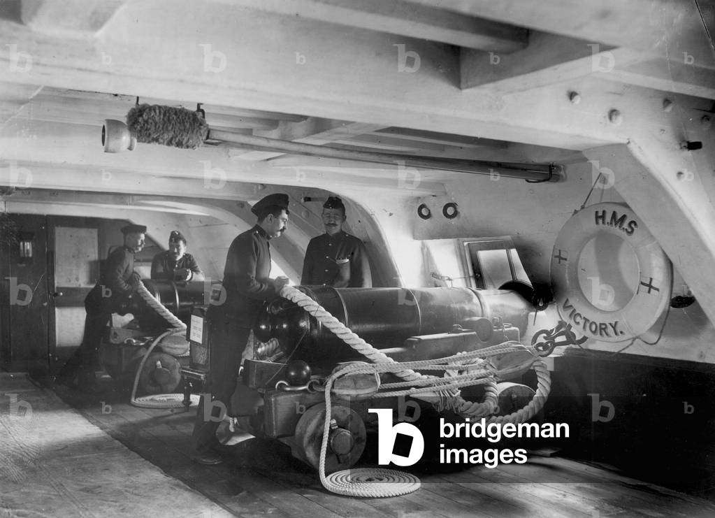 Royal Marines on Board HMS Victory, c.1895 (b/w photo)