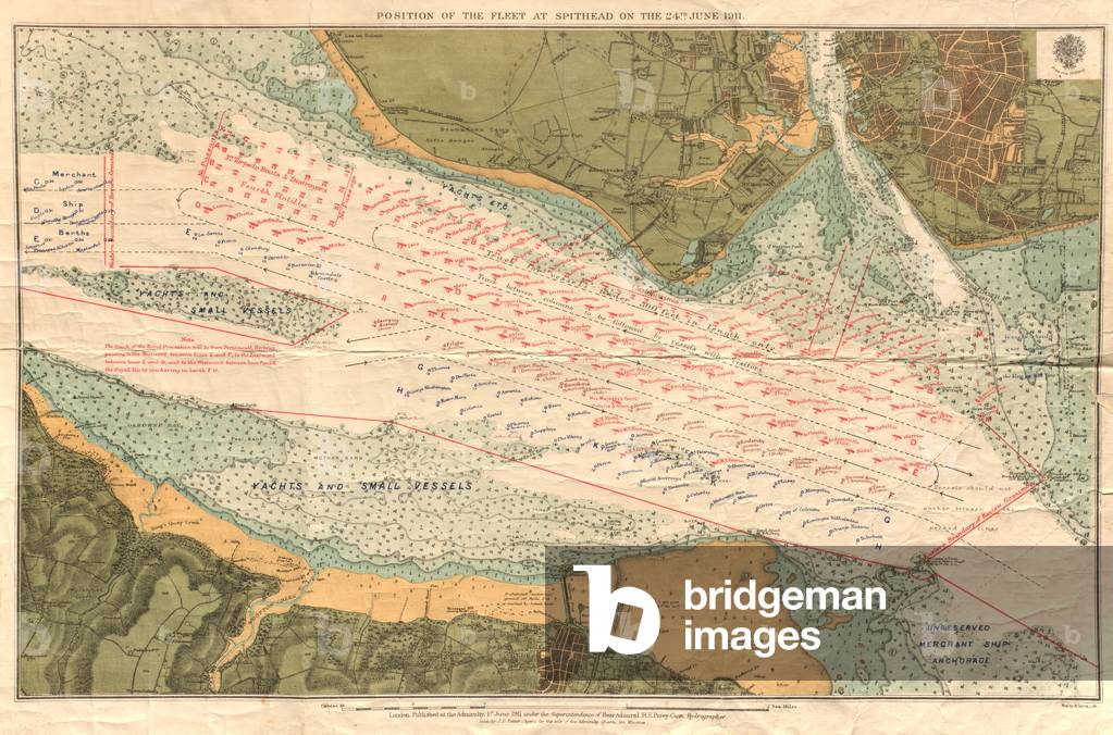 Position of the Fleet at Spithead on the 24th June, 1911 (colour litho)