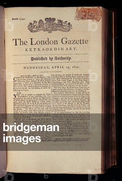 Titlepage of 'The London Gazette', 15th April 1801 (print)