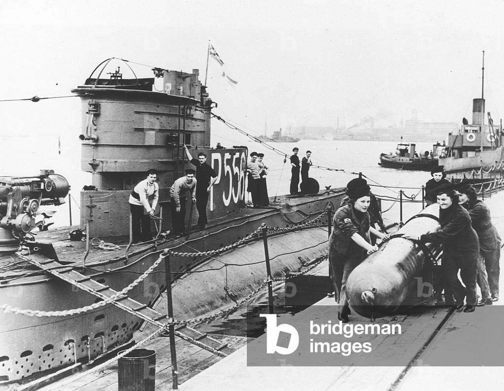 WRNS Torpedo Working Party at HMS Dolphin, Portsmouth, UK, c.1942 (b/w photo)