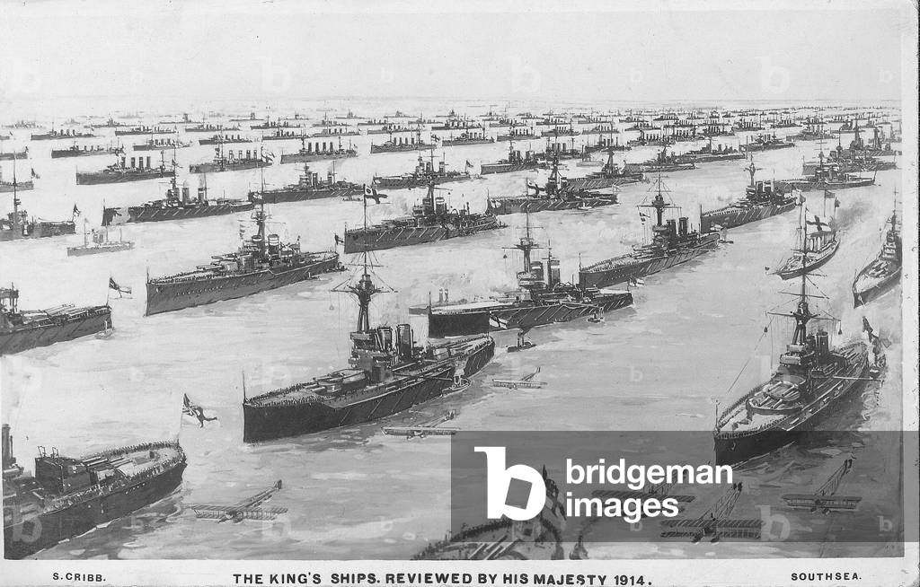 The King's Ships Reviewed by His Majesty at Spithead, 1914 (litho)