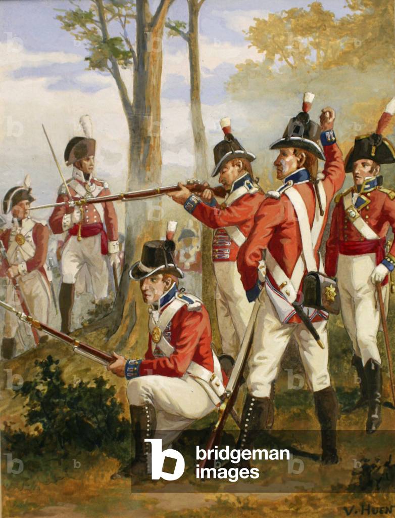 Royal Marines' Uniforms 1790-1807, c.1924 (w/c on paper)