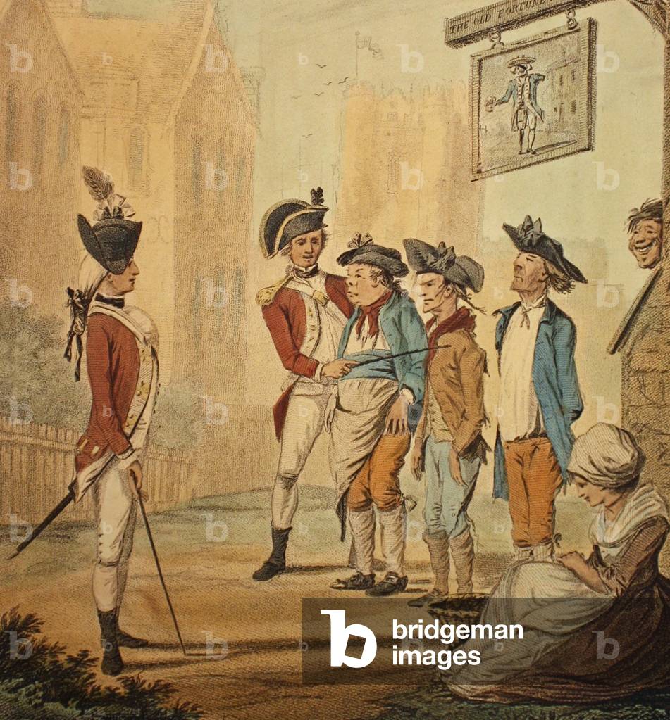 'Recruits', published 1780 (hand-coloured engraving)