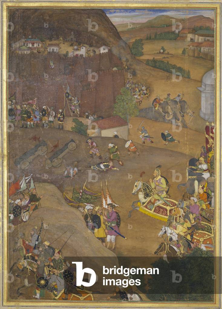 A'zam Khan captures Fort Dharur, illustration from the 'Padshahnama', 1656-57 (vellum)