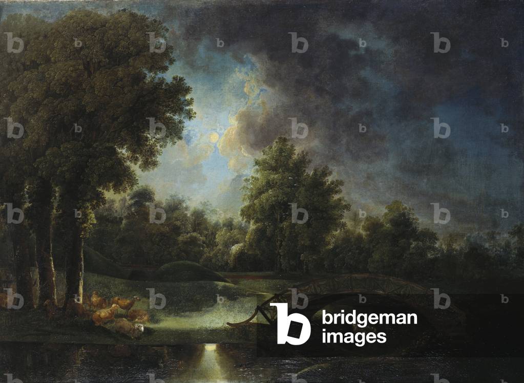 Bild von Gemälde "die gärten bei kew von mondlicht", 18. Jahrhundert von Johann Jakob Schalch