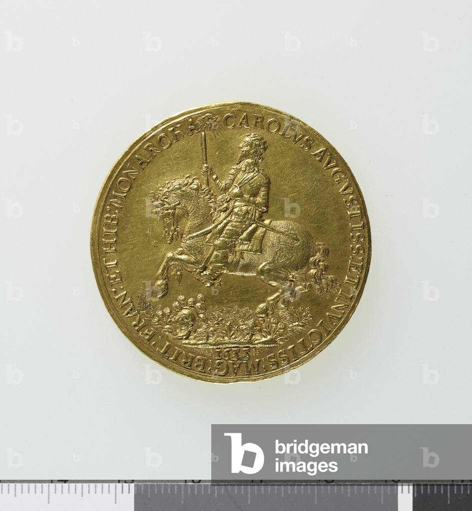 Medal commemorating the return of King Charles I to London after his coronation in Scotland, 1633 (gold) (obverse of 3706860)