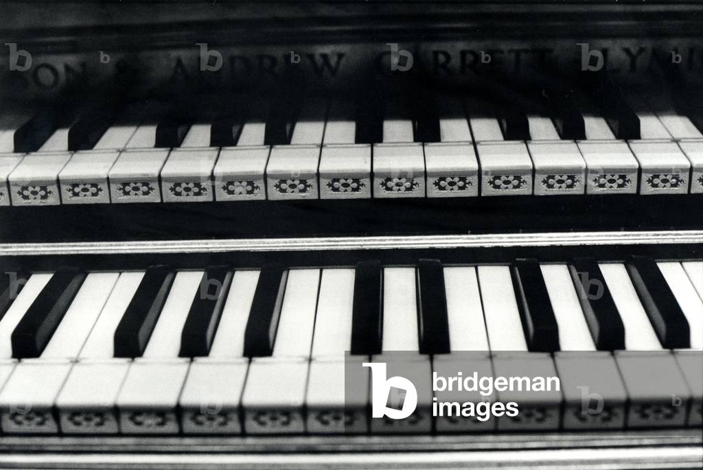 instr - keyboard - harpsichord Harpsichord by Andrew C Brett. Detail showing double keyboard