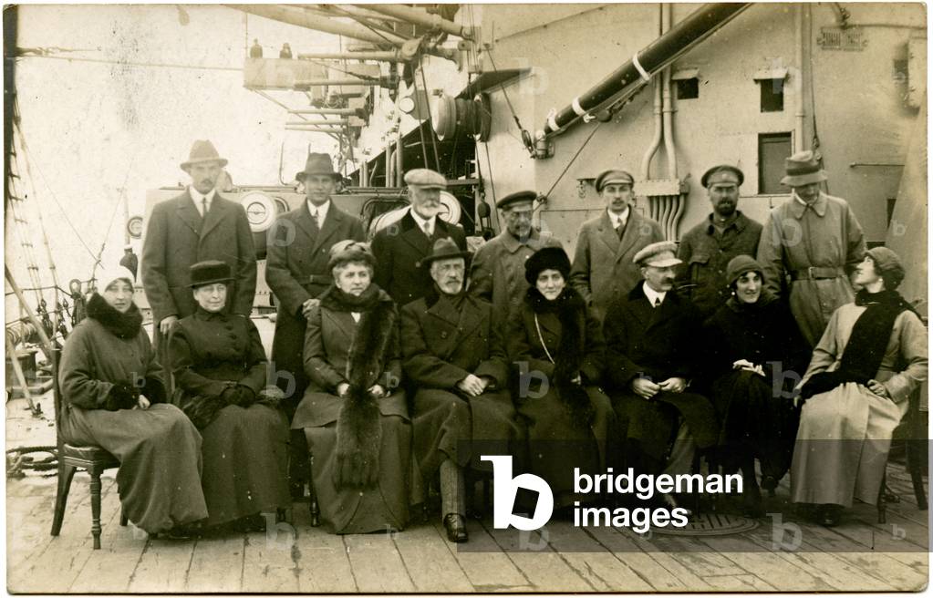 Postcard Depicting Surviving Members of the Imperial Family on Board HMS Lord Nelson en Route from Yalta to Genoa after Fleeing Russia, 1919
