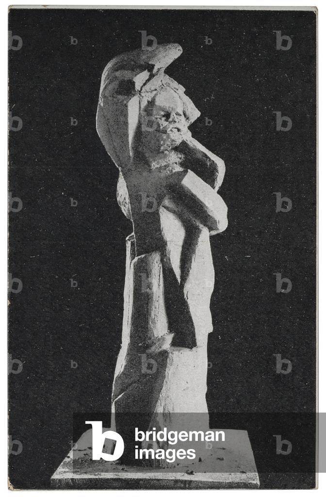 Soviet Postcard Depicting a Sculpture of Mikhail Bakunin Created as Part of Lenin's Plan for Monumental Propaganda, 1918 (b/w photo)