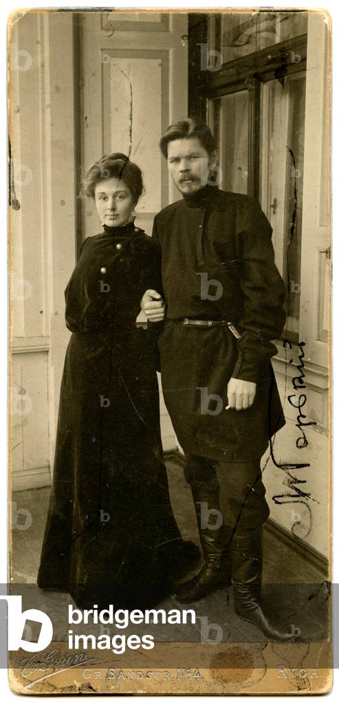 Inscribed Carte de Visite Depicting Maxim Gorky and his Lover Maria Andreeva, 1906