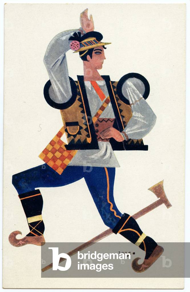 Ukrainian Postcard of a Huzulian Boy, 1930
