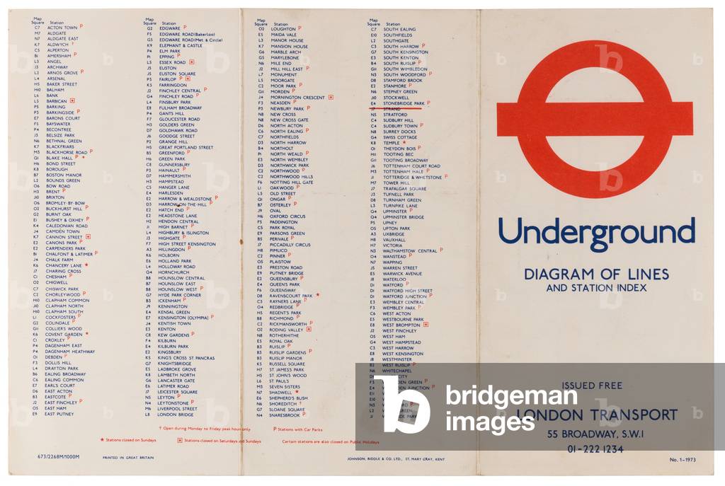 London Underground Pocket Map, 1973