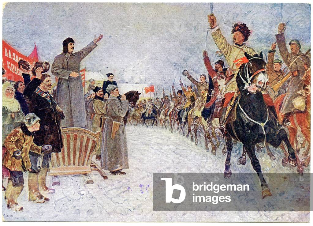 Soviet Postcard Depicting Comrade Stalin's Visit To The First Cavalry Army In Novyi Oskol, c. 1933