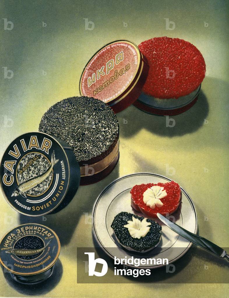 Advertisement in the best-selling Soviet cookbook 'The Book of Tasty and Healthy Food' for Russian Caviar, 1953