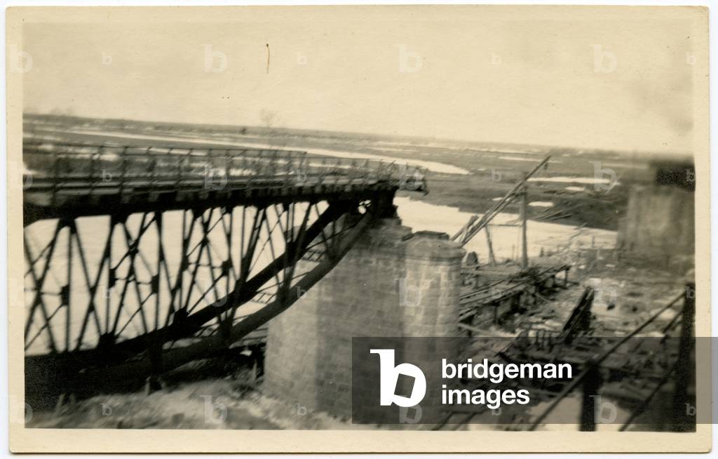 Postcard depicting Bridge Near Irkutsk Destroyed by Bolsheviks during the Russian Civil War