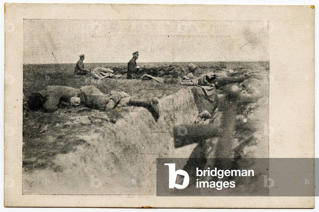 Soviet Propaganda Postcard depicting Latvian Riflemen in Trenches near Perekop during the Russian Civil War