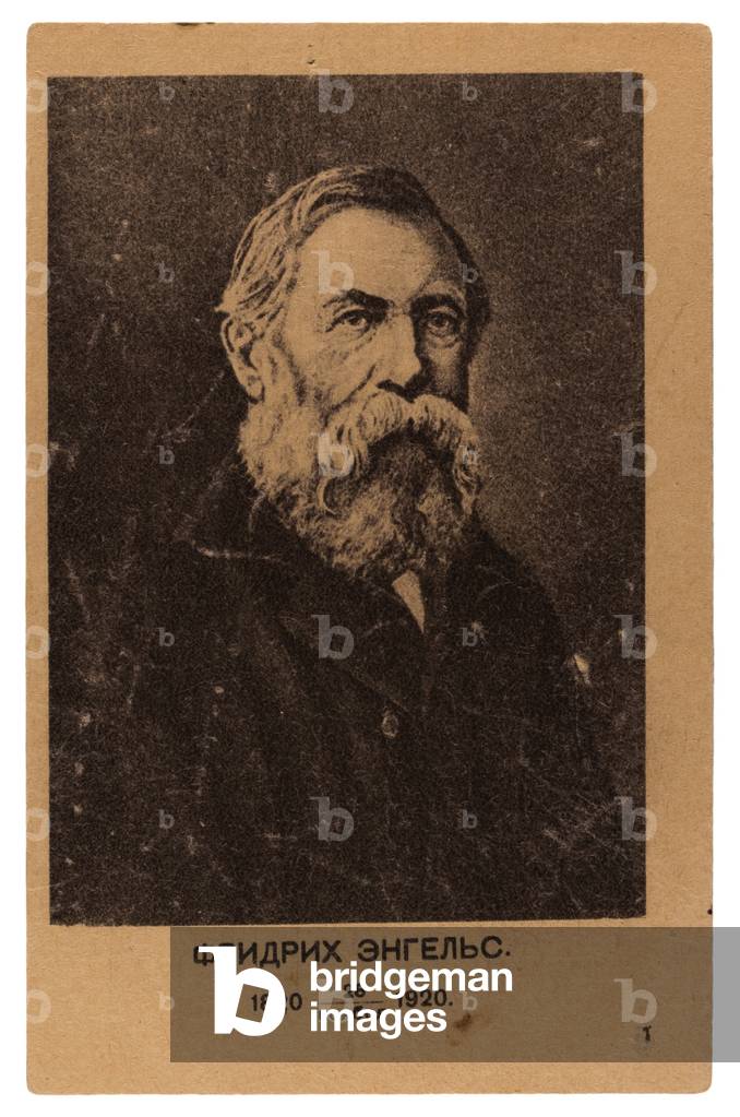 Soviet postcard commemorating the Hundredth Anniversary of the Birth of the German Socialist Friedrich Engels, 1920