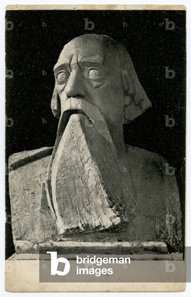 Soviet Postcard depicting Statue of the Russian Writer Mikhail Saltykov-Shchedrin, erected in 1918 as part of Lenin's Plan for Monumental Propaganda