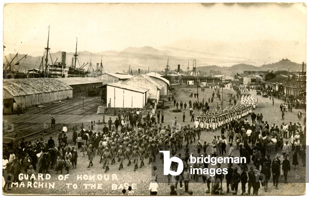 Postcard Depicting Guard of Honour Marching to Base During the British Occupation of Batumi, c.1919