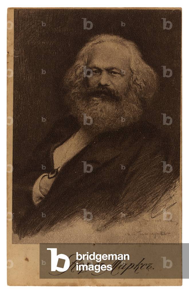 postcard depicting Karl Marx Produced after the Overthrow of Nicholas II , 1917
