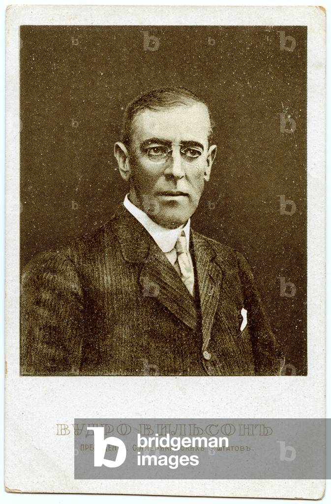 Russian Postcard Depicting US President Woodrow Wilson, 1917