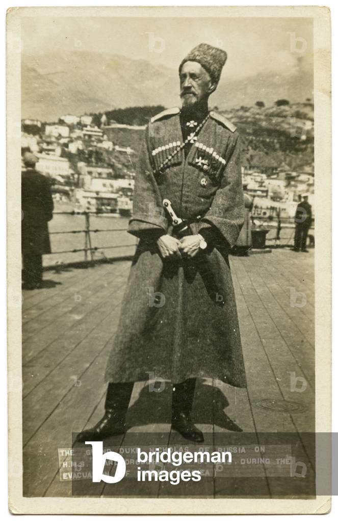 Postcard Depicting Grand Duke Nikolai Nikolaevich leaving Russia on board HMS Marlborough, 1919
