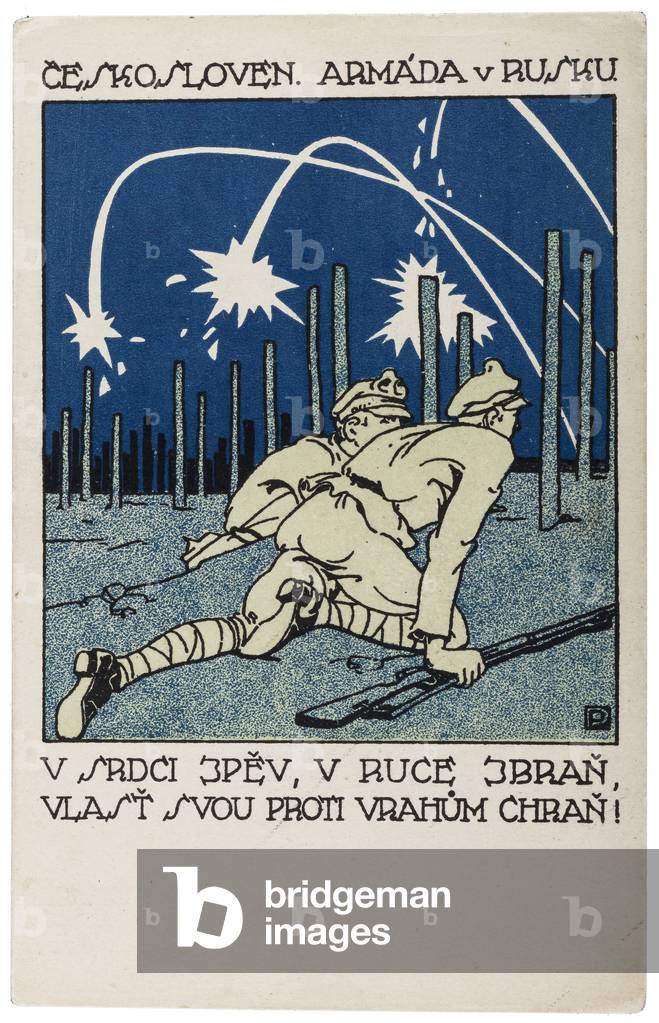 Propaganda postcard produced by the Czechoslovak Legion during the Russian Civil War, c.1919 (postcard)
