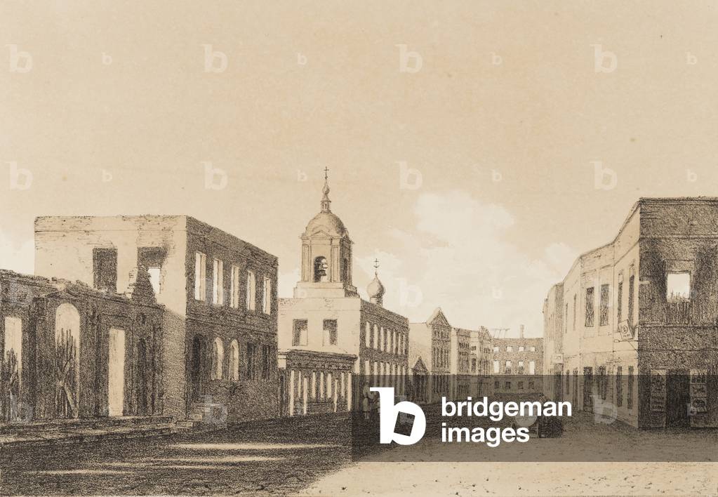 Street in Ruins in 1814, following Napoleon's Retreat from Moscow, 1826-7 (colour litho)