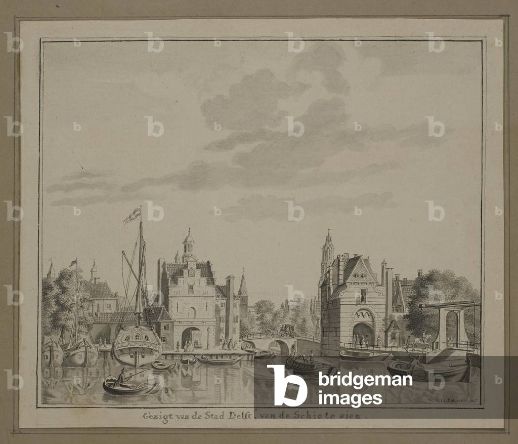 A View of Delft (pen & ink with grey wash on paper)