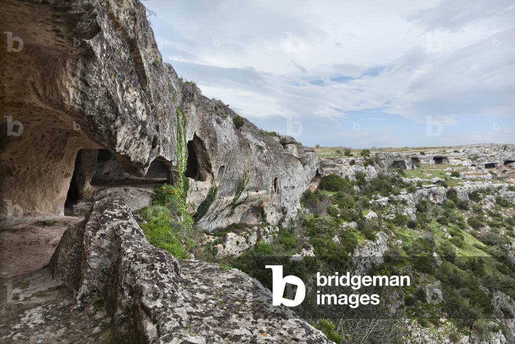 a fold in the ravine created by the river Ofra in Matera, Basilicata, Italy