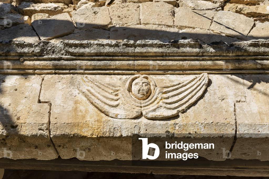 detail, exterior of the Rock Church of Our Lady of Monteverde, Matera, Basilicata, Italy.