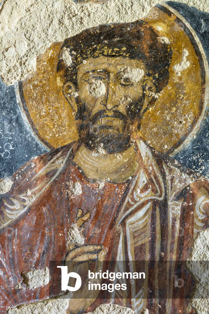 Mottola, Taranto, Puglia, Italy, rock church of Santa Margherita, fresco (photo)