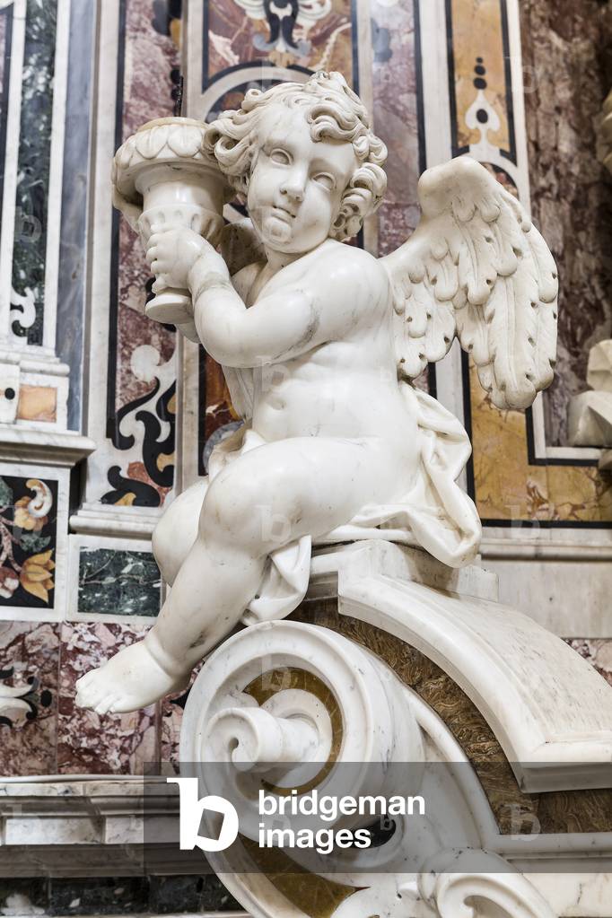 Cathedral of San Cataldo, Chapel of San Cataldo, altar of the Saint, detail of the Putto Capoaltare, Taranto, Puglia (photo)