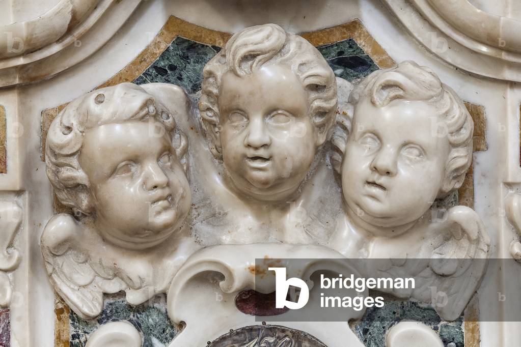 Chapel and Altar of the Immaculate, 18th century detail of the ciborium, Basilica Co-cathedral Maria S. della Madia, Monopoli, Bari, Italy (photo)