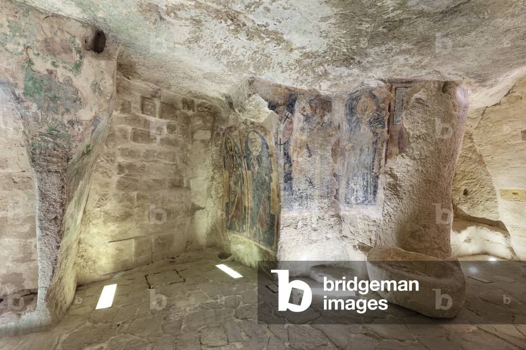 inside of the Rock Church of San Giovanni in Monterrone, Matera, Basilicata, Italy.