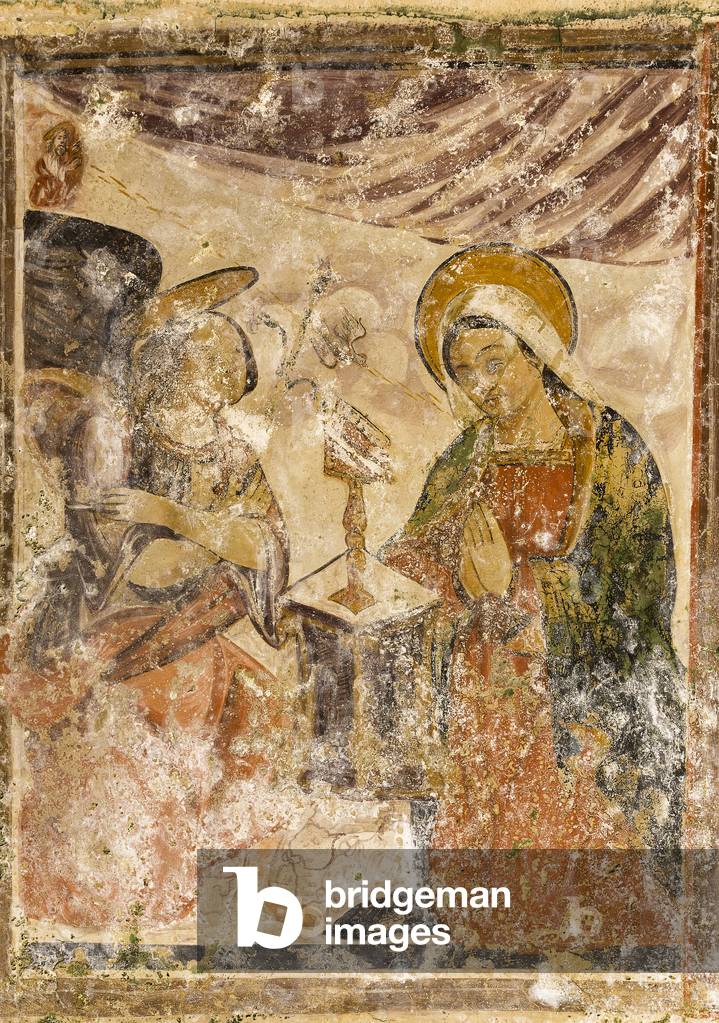 Matera, Basilicata, Italy, Fresco of the Annunciation in the Rock Church of San Pietro Barisano (photo)