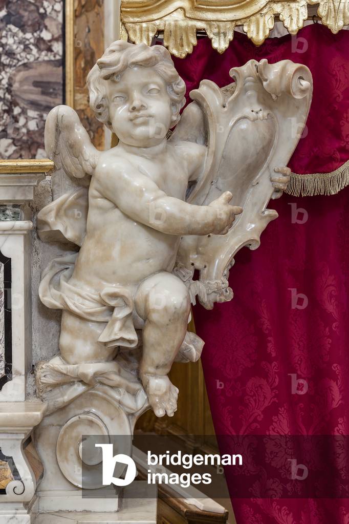 Right aisle, Chapel of the sacrament, chief angel, Basilica Co-cathedral Maria S. della Madia, Monopoli, Bari, Italy (photo)