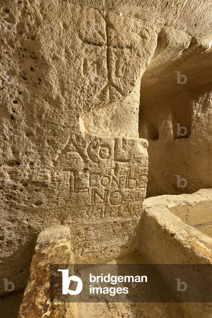 putridarium in the underground cemetery, Rock Church of San Pietro Barisano, Matera, Basilicata, Italy.