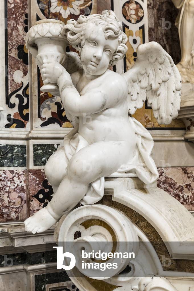 Cathedral of San Cataldo, Chapel of San Cataldo, altar of the Saint, detail of the Putto Capoaltare, Taranto, Puglia (photo)