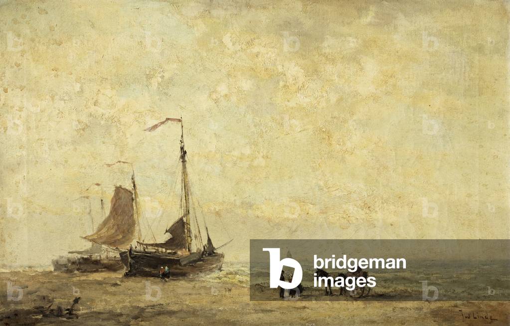 Dutch Seascape with Fishing Boats (oil on canvas)