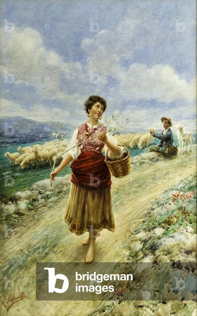 An Italian Shepherd (w/c on paper)