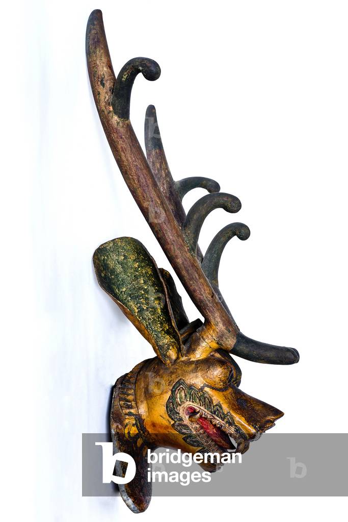 Mask of Showa the deer messenger of Yama the Lord of the Dead, 1890-1930 (wood, gesso, metal & paint)