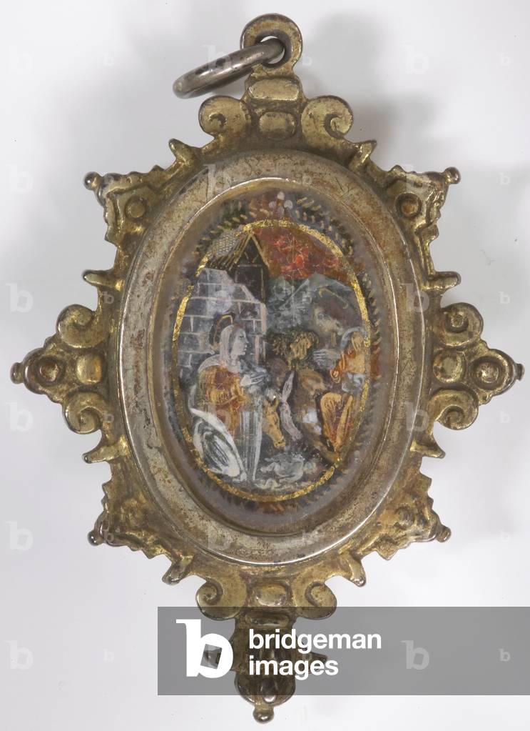 Pendant showing the Annunciation, 1500-1600 (verre-eglomise)