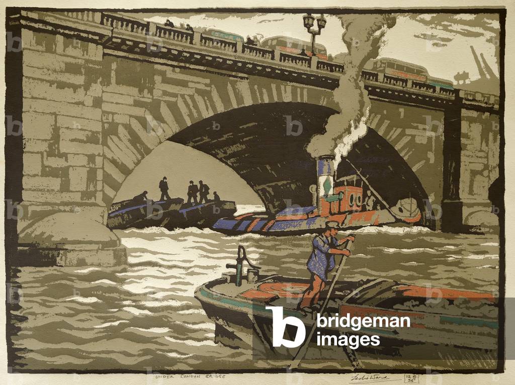 Under London Bridge, 1900-1950 (etching)