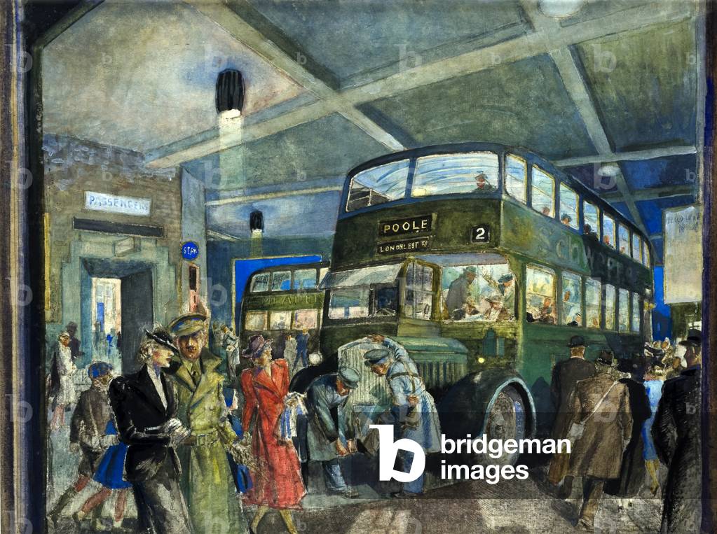 The Darkened Bus Station, 1939-45 (w/c on paper)