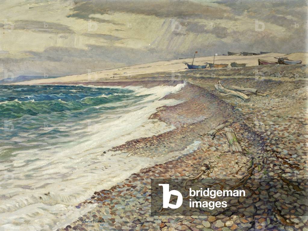 Chesil Beach, Winter (oil on canvas)