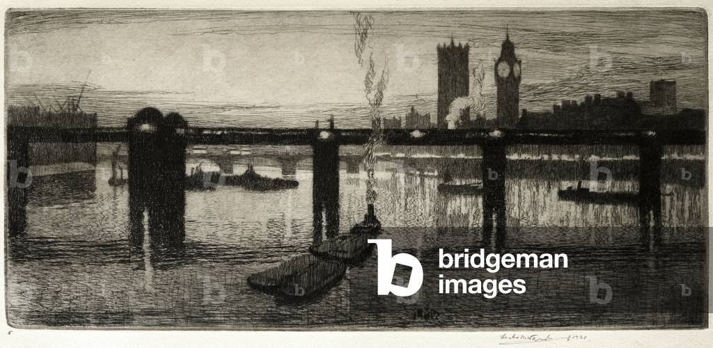 Westminster from the Tate Gallery, 1920 (etching)