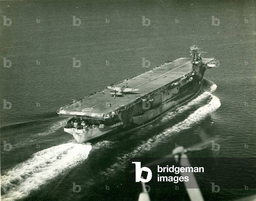 H.M.S. Ravenger at sea, 1943-46 (b/w photo)